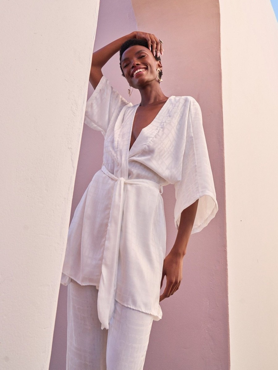 Clothing diarrablu | Cabana Kimono - Dhaw Blanc