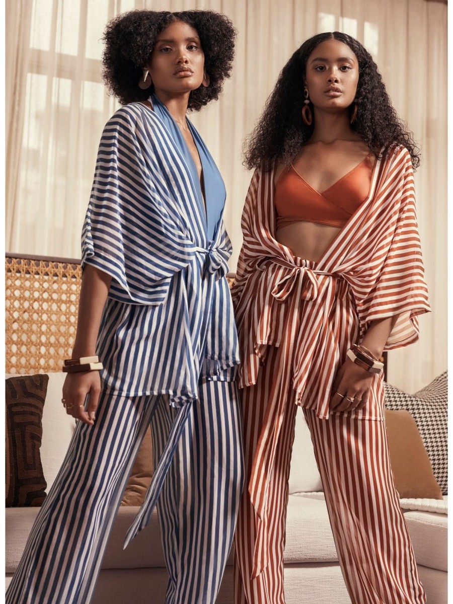 Clothing diarrablu | Cabana Kimono - Lines Coral