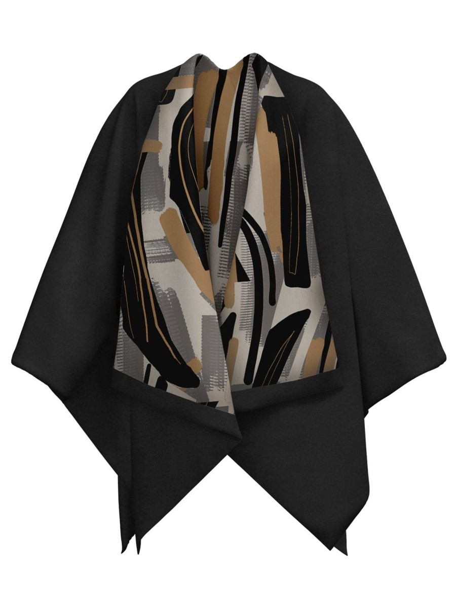 Clothing diarrablu | Reversible Amy Ben Poncho - Abstract Noir