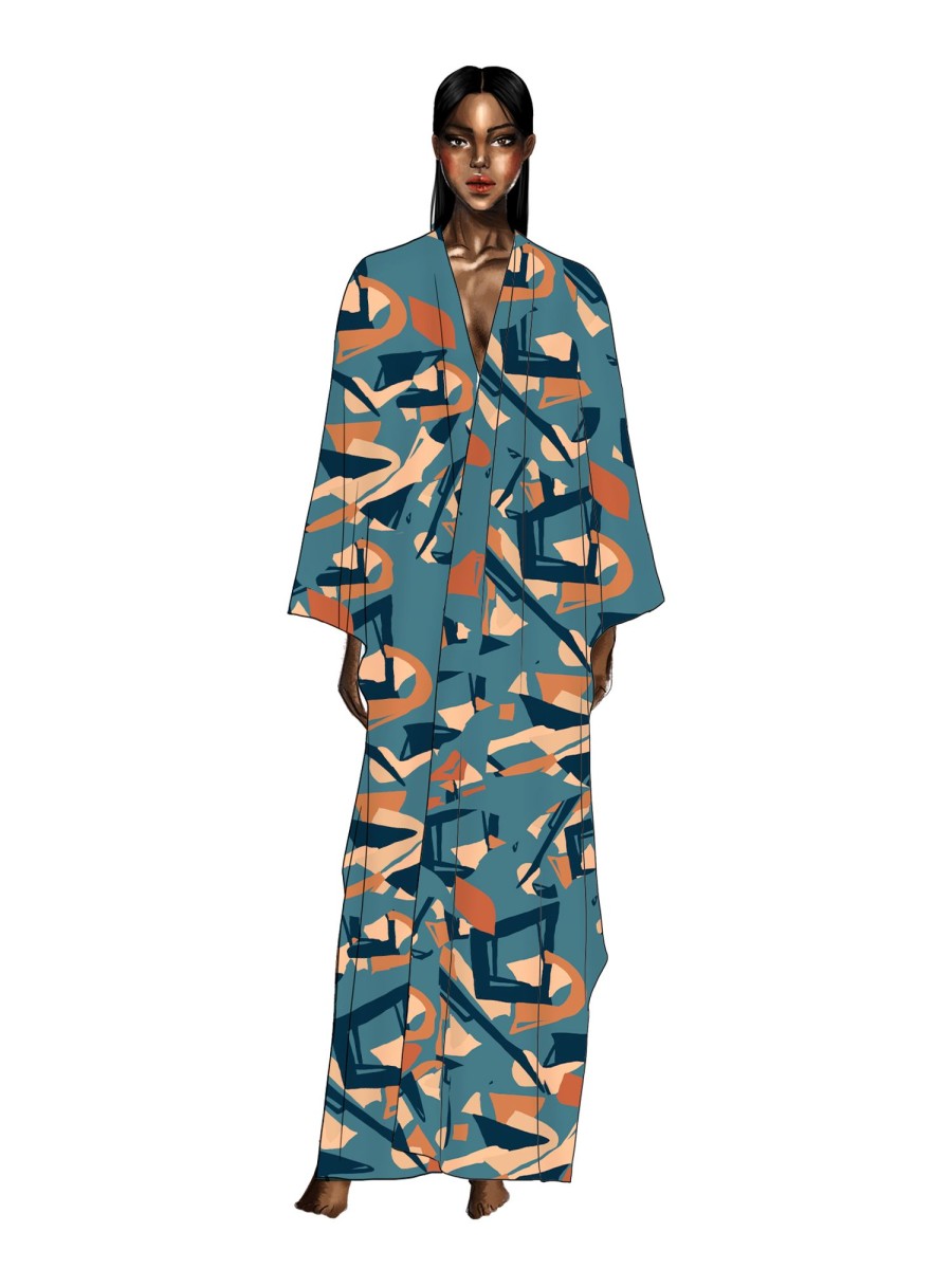 Clothing diarrablu | Boubou Kimono - Bwalo Teal