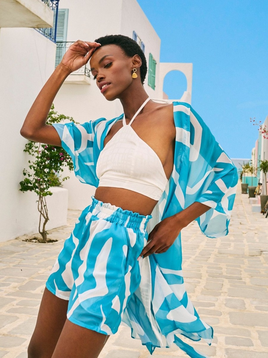 Clothing diarrablu | Cabana Kimono - Swirl Blu